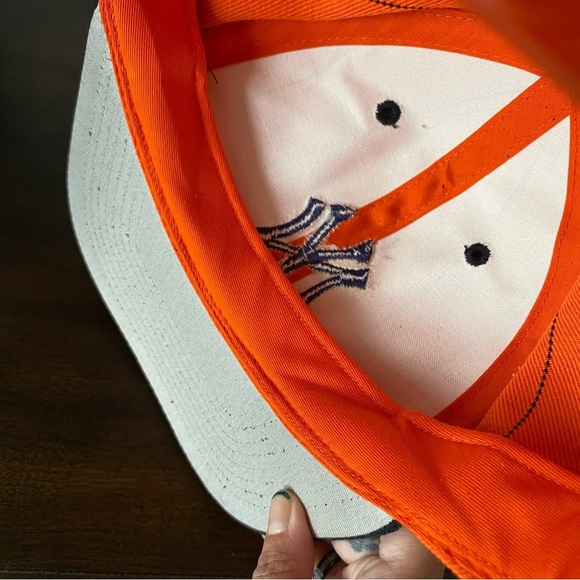 Vintage Genuine Merchandise Grosscap New York Yankees Orange Wool Stripe Hat - Picture 3 of 8